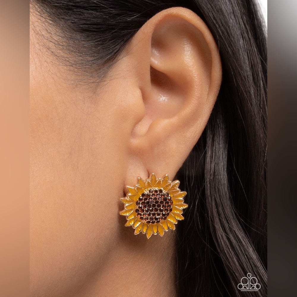 Paparazzi Golden Sunflower Earrings